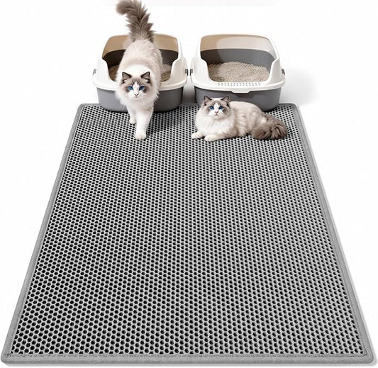 Pieviev Cat Litter Mat Double Layer Waterproof Urine Proof Trapping Mat 1 Pack (Gray, 36x30 Inch (Pack of 1))