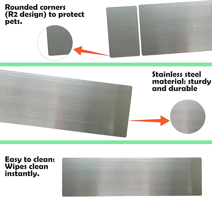 Anti Scratch Protector for Door, Heavy-Duty Stainless Steel cat Scratch Door Protector– 2 Sizes, 2 Packs, Stick Pet Scratch Plate, no-Residue pet Door Scratch Protector self-Adhesive