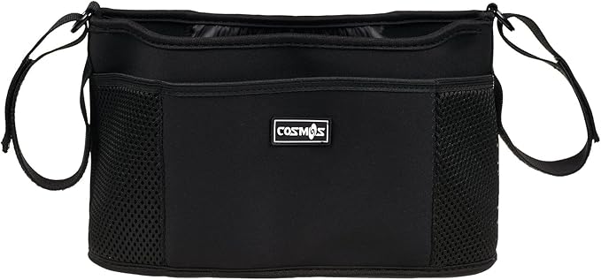 CM Stroller Organizer Diaper Bag Stroller Accessories Pack with Drink Holders and Zipped Pockets for Baby Stroller, Car, Shopping Cart. Fits All Major Strollers. (Black)