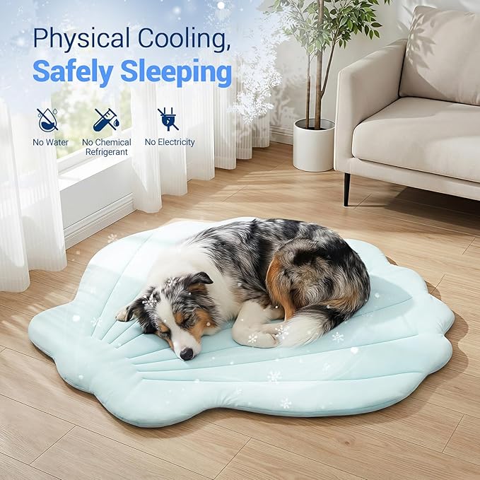 Dog Cooling Mat, 40'' × 40'' Large, Q-Max>0.4 Self-Cooling Mat for Dog, (Cool & Warm) Double-Sided Pet Cool Pads for Summer, Crate, Kennel, Machine Washable,Cat Cool Bed,Non-Gel, Sky Blue