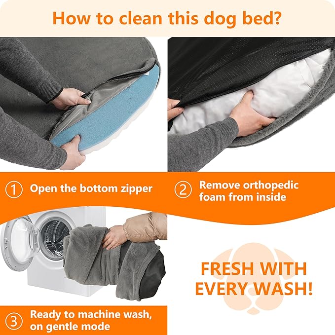 Human Dog Bed with Blanket, 71"x47.2"x9" Extra Large Fits Adult & Pets, Reversible Orthopedic Gel Memory Foam Cushion, Washable Faux Rabbit Fur, Plump Edge, Storage Pocket, Cement Grey