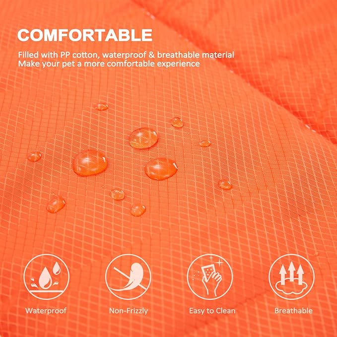 BDEUS Travel Dog Bed, Outdooor Camping Pet Mat, Portable Place Mat with Handle, Easy to Clean, Waterproof & Portable and Odor Resistant Pet Cooling Pad (X-Large 51" x 35", Orange)