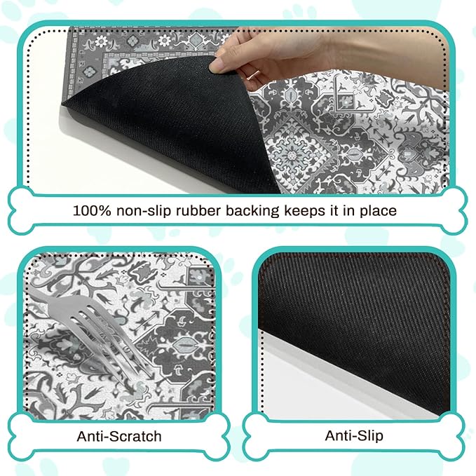 Pet Feeding Mat for Floors Waterproof Dog Mat for Food and Water Absorbent Quick Dry Non Slip mat for Cat Bowls