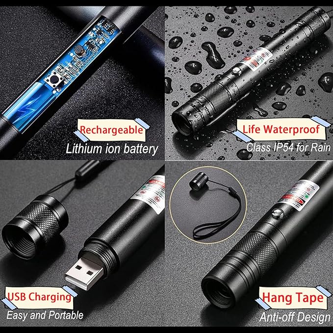 MEUSNO Laser Pointer, High Power Lazer Pointer, Red Laser High Power Rechargeable Laser Pointer for Presentations Outdoor Cat Dog Toy Lazer Light Pointer Pen Red Laser Cat Toy Pointer
