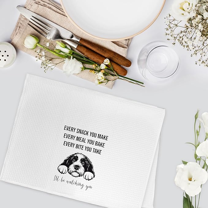Funny Bernedoodle Gifts Dog Kitchen Towels, Bernedoodle Gifts for Dog Lovers Owners, Every Snack You Make Hand Towels, I'll Be Watching You Hand Dish Tea Towel for Kitchen Bathroom, 16x24