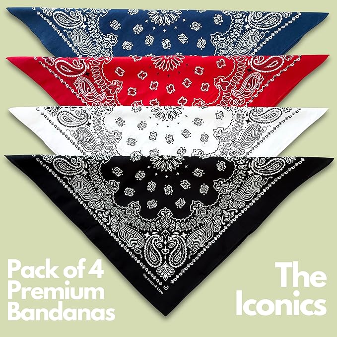The Peacock Crew Premium Soft Cotton Bandanas Pack for Men and Women Paisley 22 x 22 inches