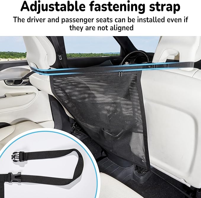 Dog Car Barrier,Pet Barrier with Larger Zipper Organizer Storage,Car Divider Net for Dogs,Dog Barrier for Car/SUV/Truck