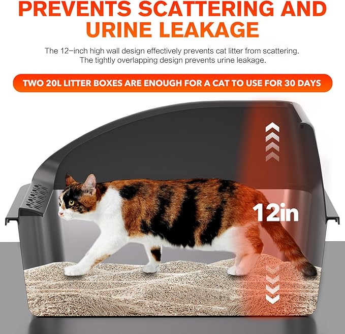 KITCATY 2PACK Stainless Steel Cat Litter Box, 20" L x 13.8" W x12 H Metal Kitty Litter Box with Lid, Never Absorbs Odors, Leak-Proof, Non-Sticky, Easy to Clean, with Scoop