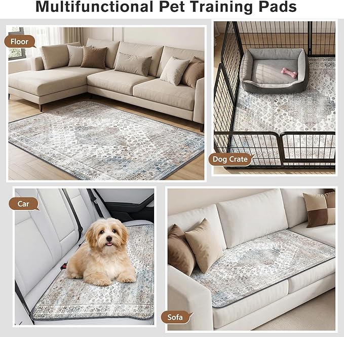 Washable Pee Pads for Dogs and Cats, 2 Pack Absorbent Thick Reusable Training Dog Pet Puppy Pads, Waterproof & Non-Slip Whelping Pads for Potty Training, Whelping, Playpen, Crate, Prevents Leakage