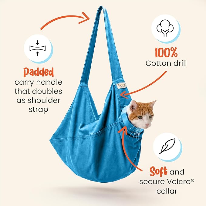 Cat-in-the-Bag Cozy Comfort Carrier - Large Light Blue Cat Carrier Soft and Pet Carrier Administration, Grooming, Vet Visits, Dental Care, and Nail Trimming