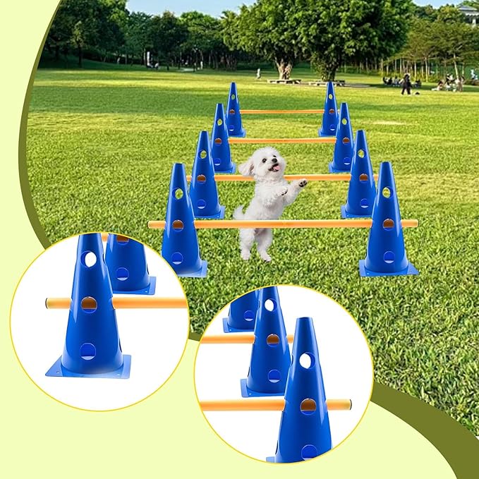 Dog Agility Hurdle Cone Set Cone and Pole for Soccer Fitness Basketball
