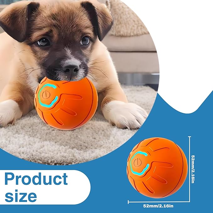 Interactive Dog Ball Toy for Small Dogs-Automatic Self-Moving Pet Toy,USB Rechargeable, Durable & Safe for Mental Stimulation (Blue)