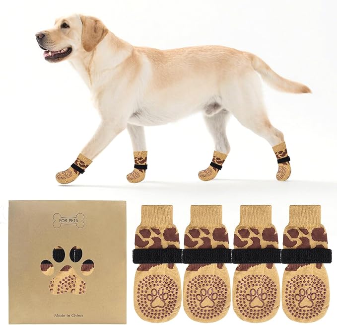 KOOLTAIL Anti Slip Dog Socks to Prevent Licking Paws,Dog Shoes for Hot Pavement & Hardwood Floors,Durable Soft Double Sided Grippy Socks for Small Medium Large Dogs, Traction Control for Senior Dogs