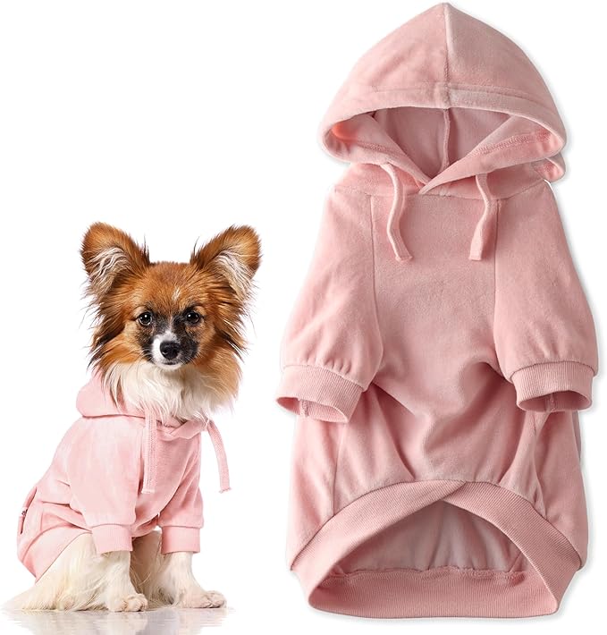 Pet Passion Cooper II Organic Cotton Velour Dog Hoodie Pet Coat for Small, Medium and Large Dogs, Pink, XX-Large (70-110 lbs)