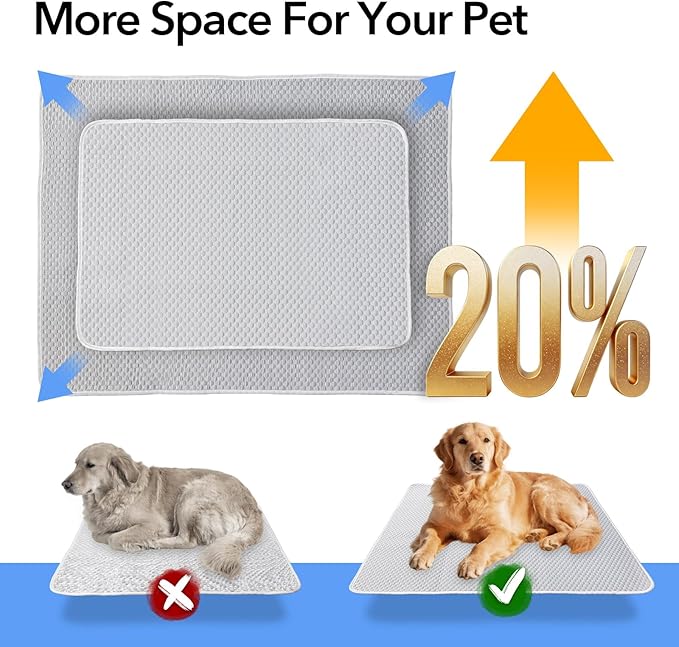 Dog Cooling Mat 38"x26" for Medium Dogs (Corgis, French Bulldogs), Q-Max>0.4 Ice-Silk, Waterproof Non-Slip Machine Washable for Crate Indoor Outdoor Travel (M)