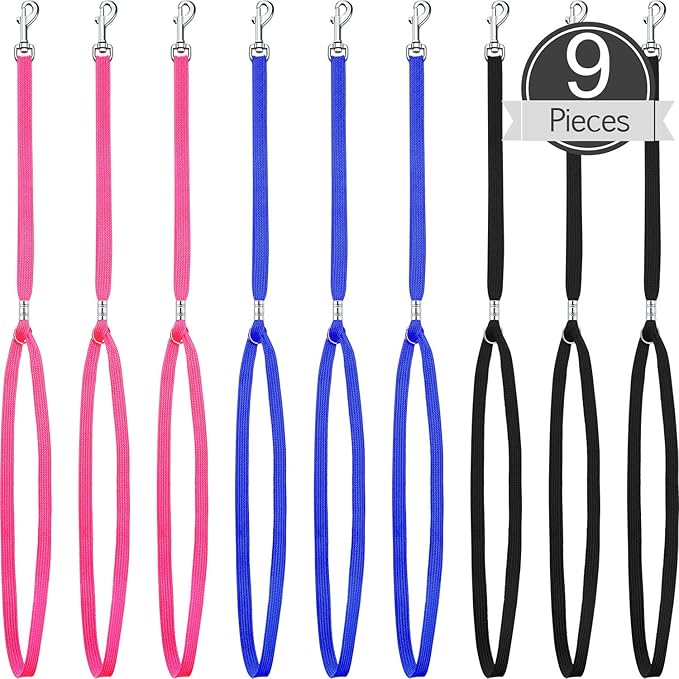 Boao 9 Pieces Pet Grooming Loops Nylon Restraint Noose Adjustable Fixed Dog Cat Safety Rope for Pet Grooming Table Bathtub