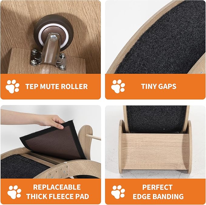 40" Cat Exercise Wheel, Cat Wheel for Indoor Pets, Running Wheels with Scratching Board and Playing Balls, Quiet Cats Sport Toys for Running Walking Training