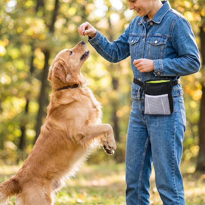 Dog Treat Pouches and Training Clicker Portable Hand Free Puppy Dogs Treat Bag with Carabiner Pets Feed Snack Reward Pocket for Pet Training Dog Treats Exercising Walking
