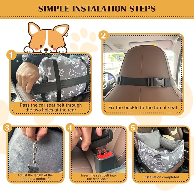 Dog Car Seats for Small Medium Sized Dogs Carseat for Car Funny Fuzzy Pet Dog Booster Car Seat Puppy Under 32 Lbs with Soft Plush Cushion&Washable Removable Cover