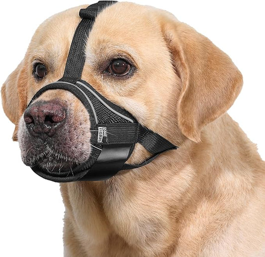 OneTigris Large Dog Muzzle,Soft Nylon Muzzle Anti Biting Barking Chewing,Air Mesh Breathable Drinkable Adjustable Loop Pets Muzzle for Small Medium Large Dogs(XXXL)