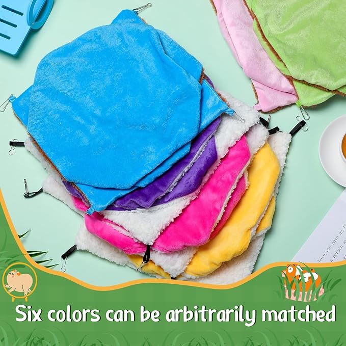 Jerify 6 Pcs 3 Layers Rat Hammock Set Small Animals Hammock Guinea Pig Ferret Hanging Hammocks Hamster Pet Cage Accessories for Chinchilla Sleeping and Playing(Macaron Color)