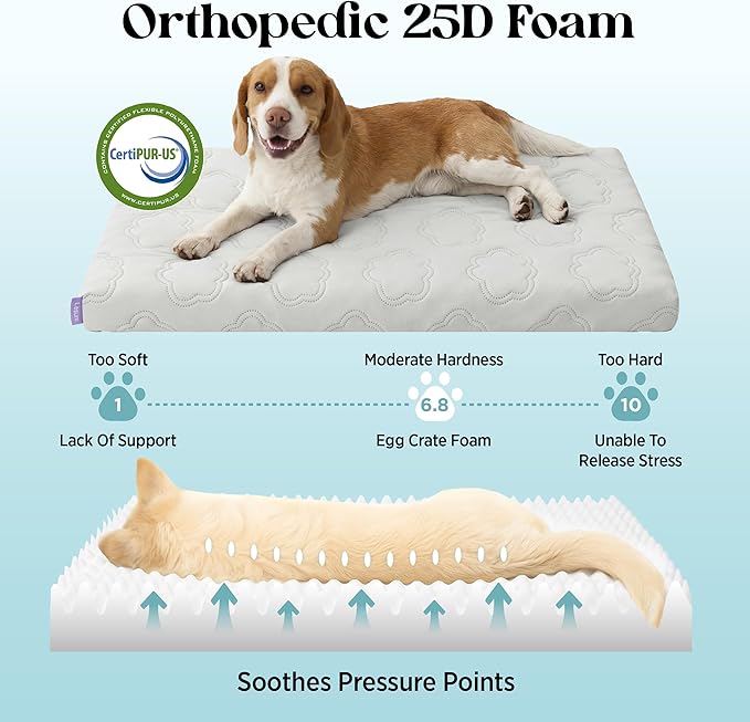 LE SURE Cooling Dog Bed Medium Size Dog, Q-Max>0.5 Cooling Mat with Removable Washable Cover, Breathable Orthopedic Egg Crate Foam Summer Pad for Active/Long-Haired/Senior Pets/Cats/Puppy, 29x18 Inch