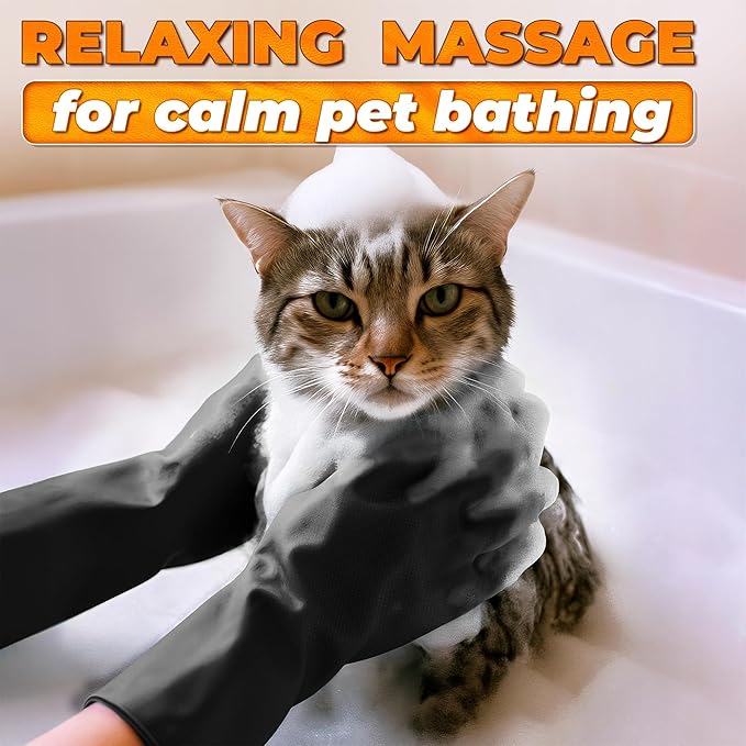 Dog Hair Removal Products – Cat & Dog Shampoo Gloves with 3000 Soft Bristles, 2-in-1 Dog Bath Gloves 11.6", Durable Silicone, Saves Shampoo | Massage, Grooming & Clean Wet or Dry, Every Breed (Black)