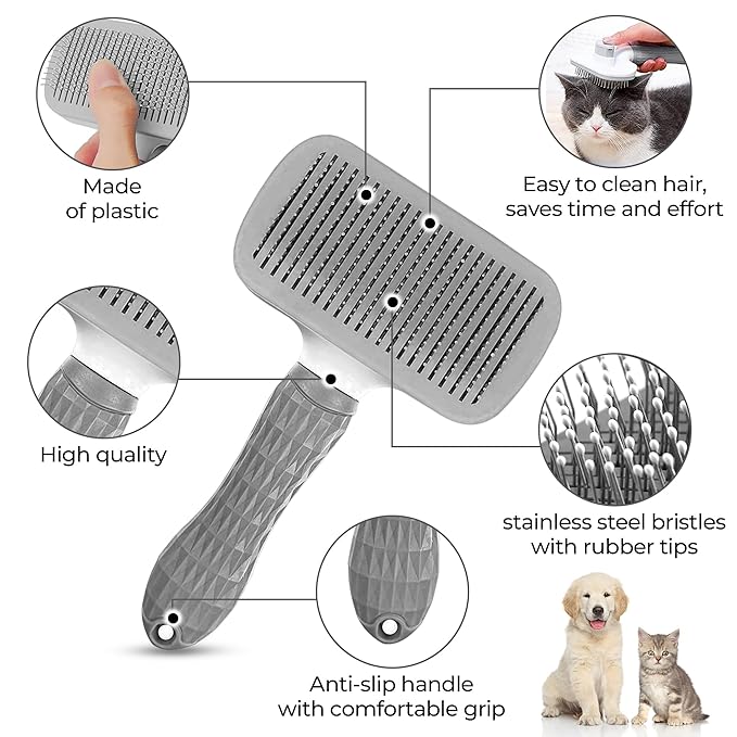 Ultimate Pet Brush - Self-Cleaning Cat & Dog Grooming Tool | Deshedding Brush for Long & Short Hair | Reduces Shedding, Hairballs & Loose Fur | One-Click Hair Removal Comb.