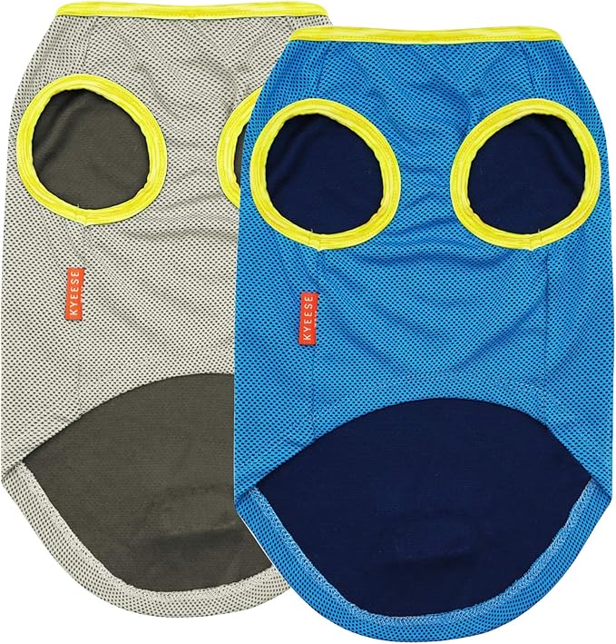 KYEESE 2Pack Dog Cooling Shirt, Breathable Dog Shirt for Small Dogs, Sun Protection Dogs Cooling Vest Tank Top, Lightweight Soft Sleeveless Summer Pet Clothes, Blue+Grey, M