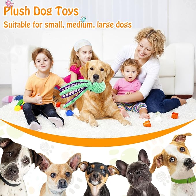 Fuufome Squeaky Plush Dog Toys, Soft Fabric Toys for Puppy, Small and Medium Dogs, Interactive Daily Companionship Training Reward Birthday Gift