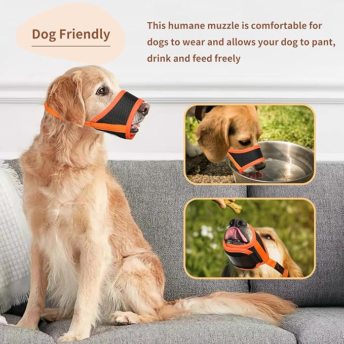 HEELE Dog Muzzle,Soft Nylon Muzzle Anti Biting Barking Chewing,Air Mesh Breathable Drinkable Adjustable Loop Pets Muzzle for Small Medium Large Dogs 4 Colors 4 Sizes XL
