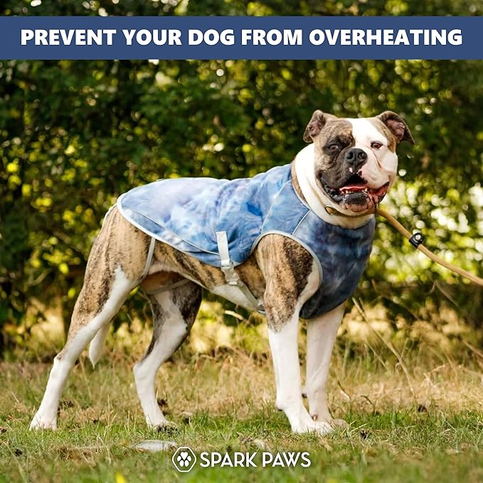 Spark Paws Dog Cooling Vest - SPF 50 UV Sun Protection - Summer Heat Relief Gear for Dogs, Lightweight, Evaporative Cooling - Dog Anxiety Relief Vest During Hot Days - Ice Blue, Large