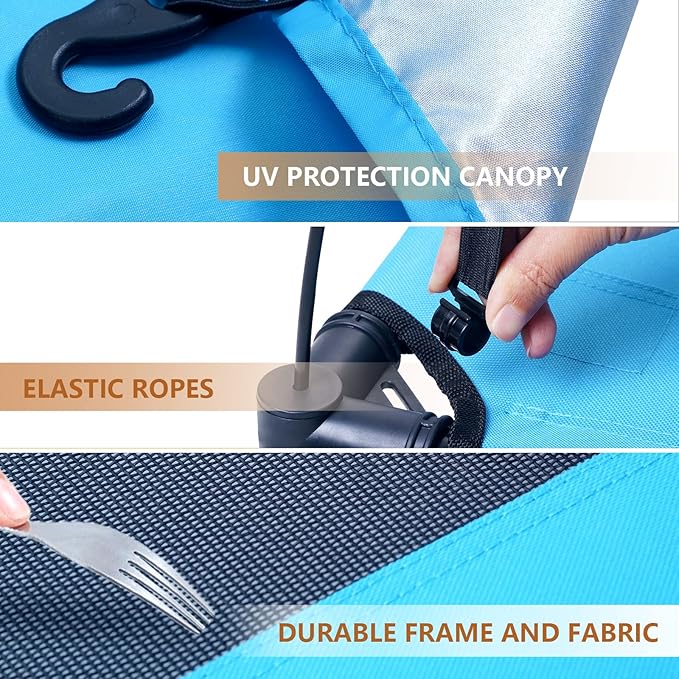 S/M/L Outdoor Elevated Dog Cot with Canopy & Side Shade for Camping Small Medium Dogs (Carry Bag), Portable Cooling Raised Dog Bed
