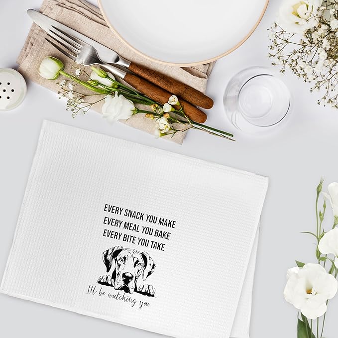 Funny Great Dane Dog Kitchen Towels, Great Dane Gifts Hand Towels, Funny Dogs I'll Be Watching You Hand Dish Tea Towel for Kitchen Bathroom Decor, Gifts for Dog Lovers Owners, 16x24 Inch