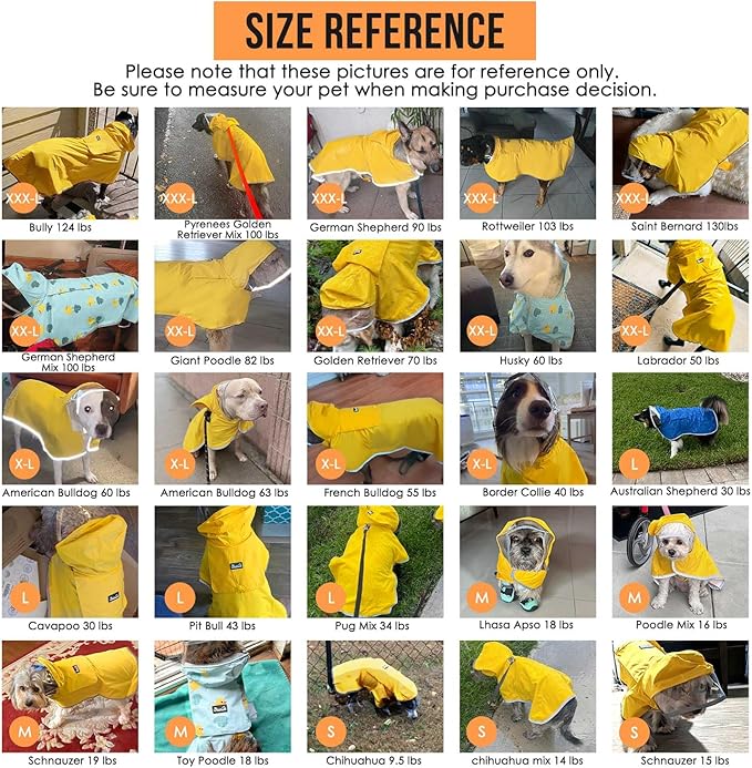 Lukovee Dog Raincoat, Adjustable Dog Rain Jacket with Clear Hooded Double Layer for Large Medium Small Dogs Puppies, Waterproof Rain Coat Poncho with Reflective Storage Pocket & Rim (FU,XS)