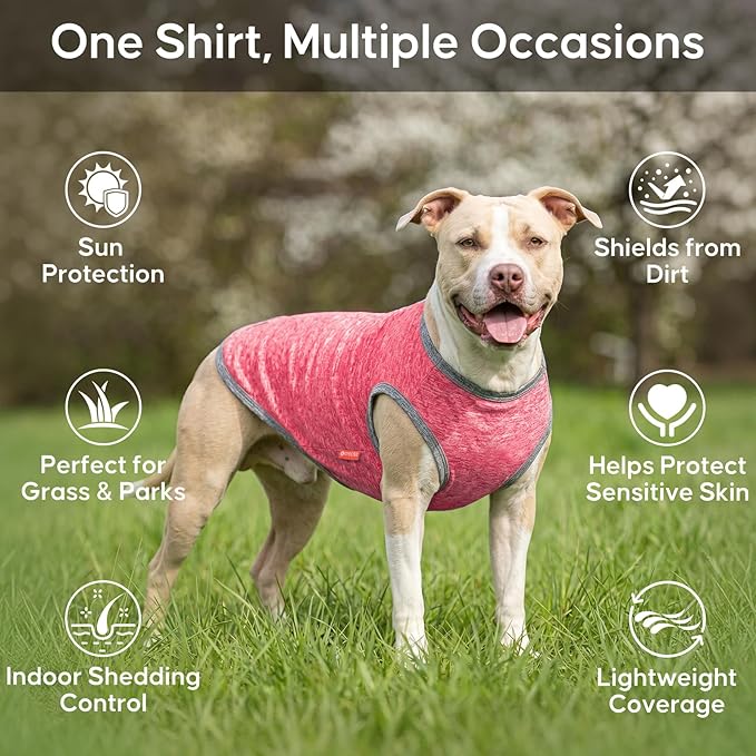 KYEESE 2Pack Dog Shirt, Lightweight Sun Protection Sleeveless Dog T Shirts for Large Dogs, Breathable Pet Reflective Tank Top Summer Dogs Clothes for Outdoor Walking, Coral Red+Grey, 3XL