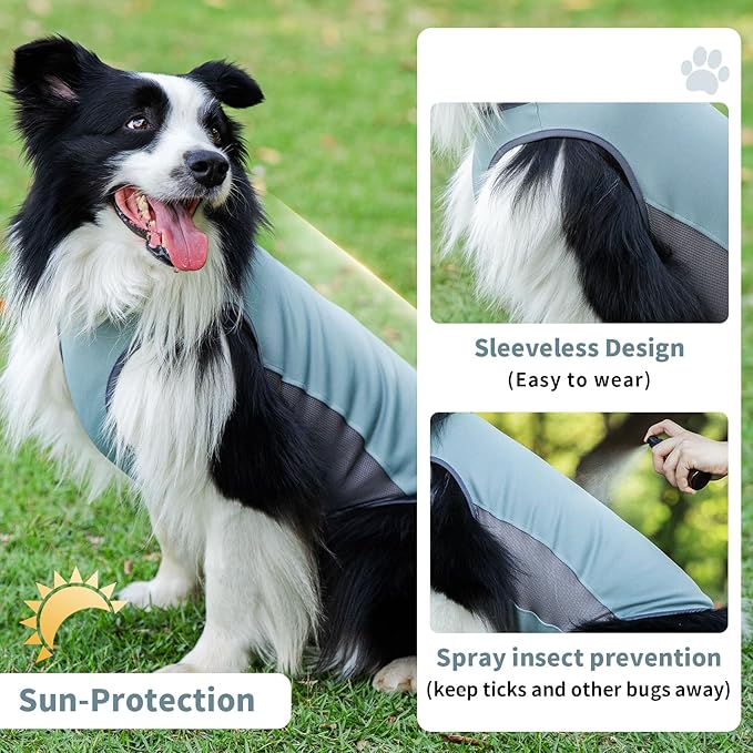 Dog Shirt, Cooling Vest Lightweight Breathable, Dog T-Shirts All-Season UV Protection Pet Clothes Quick Dry Soft Stretchy Pet Shirt Vest For Small Medium Large Dogs (Misty Glade 1PC, X-Large)
