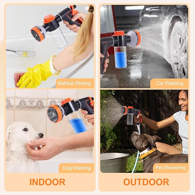 Dog Shower Attachment with Metal 3-Way Shower Diverter & 10inches Shower Hose for Bathroom Showr Arm, Dog Wash Hose Nozzle Sprayer for Easy Pet Bathing Dog Washing Hose Attachment