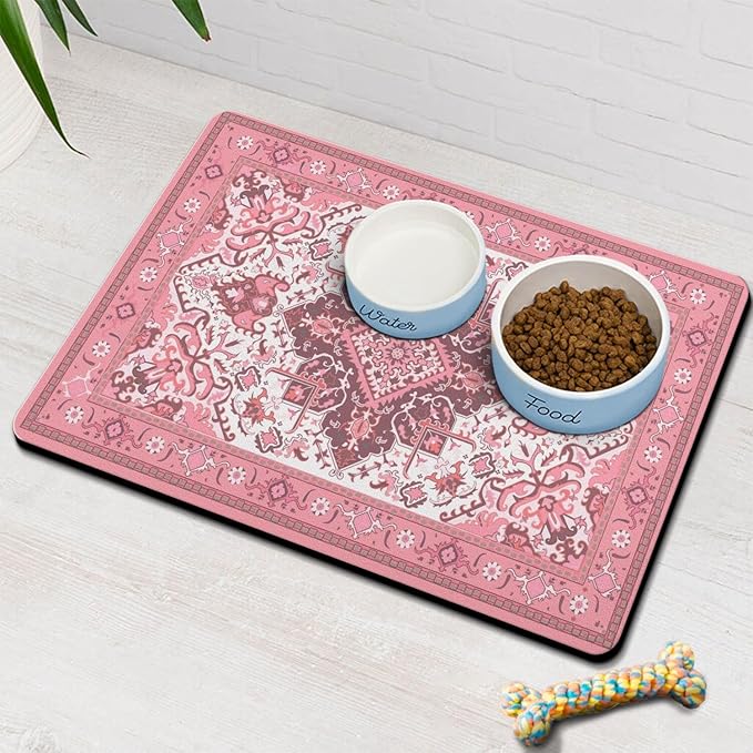 Pet Feeding Mat for Floors Waterproof Dog Mat for Food and Water Absorbent Quick Dry Non Slip mat for Cat Bowls