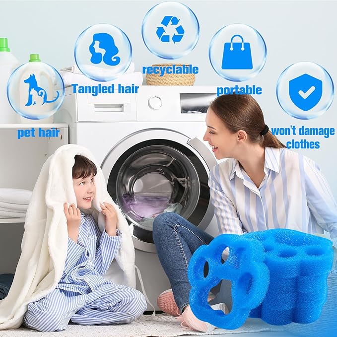 LemonRoad 12 Pcs Pet Hair Remover for Laundry Reusable Laundry Pet Hair Catcher Dog Cat Lint and Fur Remover Washing Machine and Dryer Fur Catcher for Clothes Bedding, Safe and Durable for All Fabrics