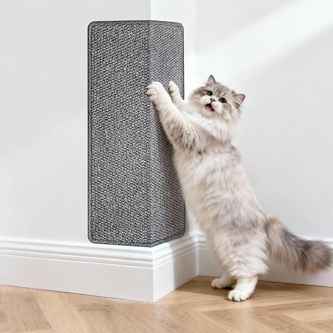 ENONCI Wall Corner Cat Scratcher | Cat Scratcher Wall Mounted with Faux Sisal & Carpet Pad, 23.6x11.8 Inch Furniture Protector for Indoor Cats to Protect Couches & Walls