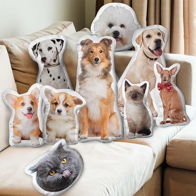 Easycosy Custom Pet Photo Pillow, Personalized Pillow Shaped Like Your Dog Cat Face, Customized Stuffed Animal Picture Pillows, Memorial Gifts for Pet Animal Lovers Her Him(20 Inch)