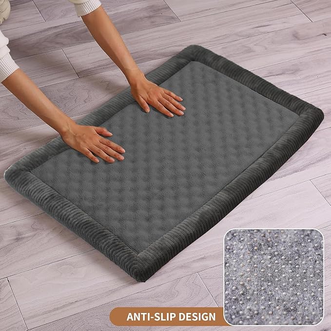 MINIDEAR Dog Crate Pad, Crate Bed Non-Skid Kennel Pad, Rubber Backing Memory Foam for Dog Bed Mat, Machine Washable Dog Bed for Crate, 17"x24"