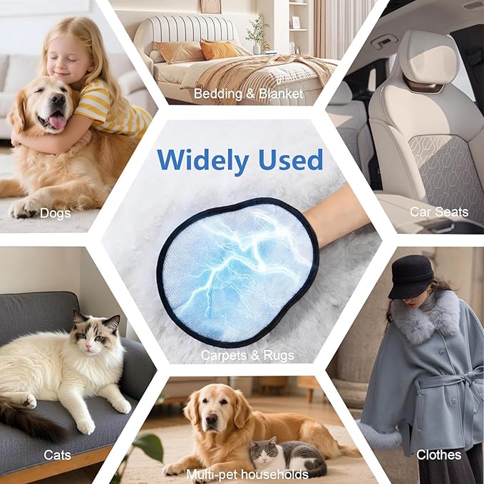 Pet Hair Removal Glove for Dogs & Cats, Reusable Washable Electrostatic Pet Hair Remover Glove, Pet Hair Mitt with Finger Straps for Couch, Carpet, Car Seats, Clothes, Furniture, Yellow