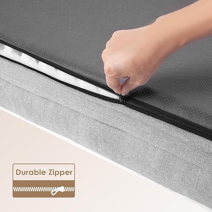 EHEYCIGA Dog Bed Cover Replacement for Large Sized Dog Bed, Waterproof Washable Removable Cover for Orthopedic Memory Foam Dog Sofa, Non-Slip Bottom, Grey, Cover Only