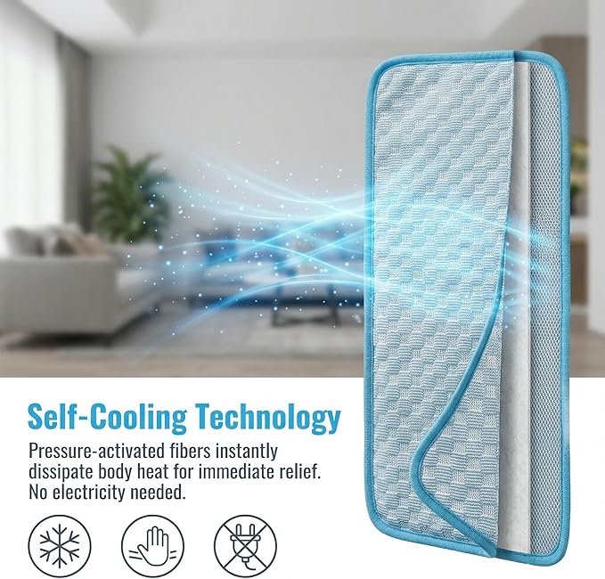 Dog Cooling Mat for Large Dogs 31"x23", Non-Slip Washable Ice Silk Cool Pad for Pets Up to 33 lbs, Rugged Self-Cooling Pet Bed for Indoor & Outdoor Summer Use, Blue