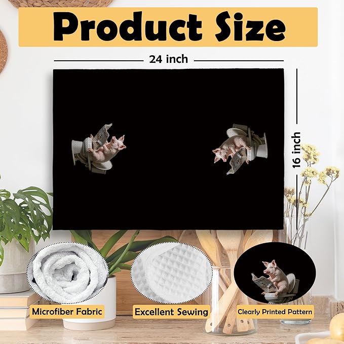 Funny Pig Hand Towels, Pig Lover Gifts for Women Hand Towel for Bathroom Decor, Dark Farmhouse Farm Animal Decorative Towels for Bathroom Washroom Restroom 16x24 Inch