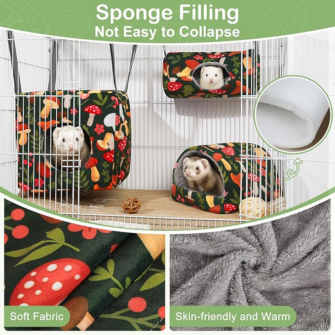 Ferret Hammock 8 Pack Guinea Pig Hammock Washable Rat Chinchilla Hammock Hamster Cage Accessories Cozy Ferret Bed Toys for Small Animals Pet Sugar Glider