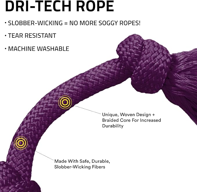 Playology Dog Toys | Dri-Tech Rope Tug of War Dog Toy for Tough Chewers | Bacon Scented Medium Tug Rope Toys for Dogs
