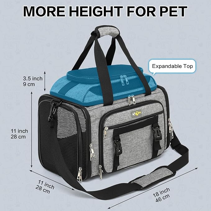 Cozy Cruiser Pet Carrier with Wheels,TSA Airline Approved, Expandable Space, Soft-Sided & Collapsible Design,Rolling Travel Bag with Telescopic Handle for Small Dogs and Cats